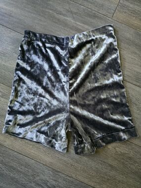 Handmade Soft Velvet Lounge Shorts in Shimmering Charcoal
